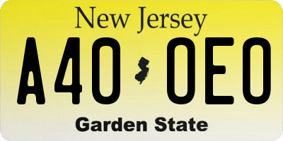 NJ license plate A40OEO