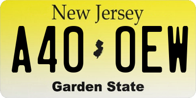 NJ license plate A40OEW