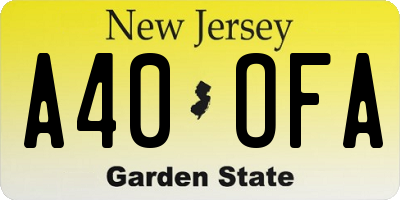 NJ license plate A40OFA
