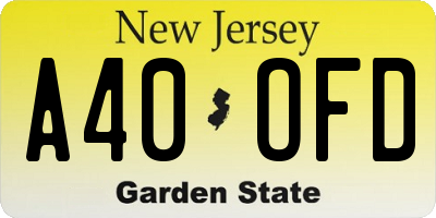 NJ license plate A40OFD