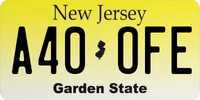 NJ license plate A40OFE