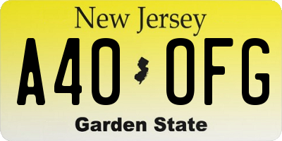 NJ license plate A40OFG
