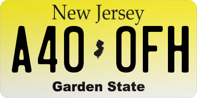 NJ license plate A40OFH