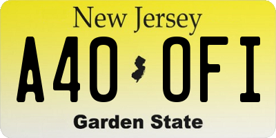 NJ license plate A40OFI