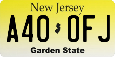 NJ license plate A40OFJ