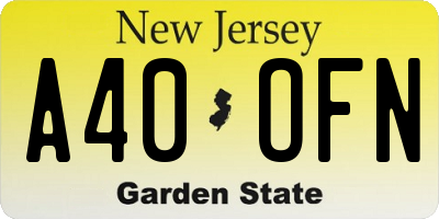NJ license plate A40OFN