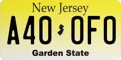 NJ license plate A40OFO