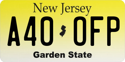 NJ license plate A40OFP