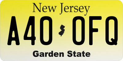 NJ license plate A40OFQ