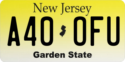 NJ license plate A40OFU