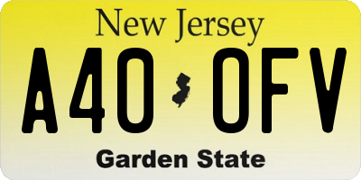 NJ license plate A40OFV