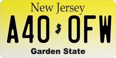 NJ license plate A40OFW