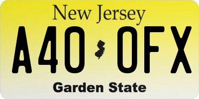 NJ license plate A40OFX