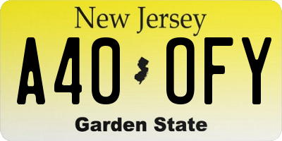 NJ license plate A40OFY