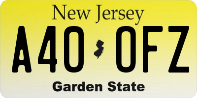 NJ license plate A40OFZ