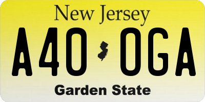 NJ license plate A40OGA