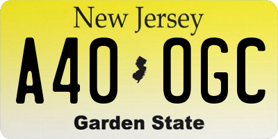 NJ license plate A40OGC
