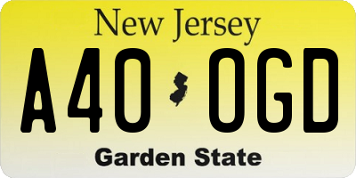 NJ license plate A40OGD
