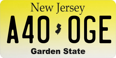 NJ license plate A40OGE