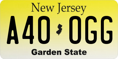 NJ license plate A40OGG