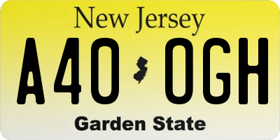 NJ license plate A40OGH
