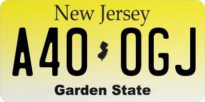 NJ license plate A40OGJ