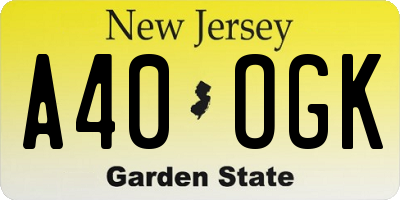 NJ license plate A40OGK