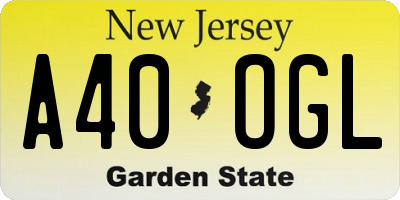 NJ license plate A40OGL