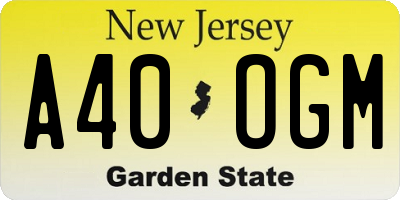NJ license plate A40OGM