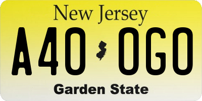 NJ license plate A40OGO