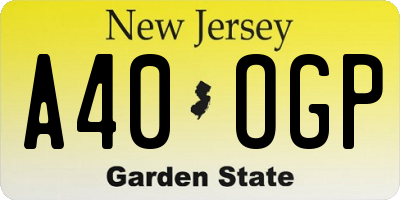 NJ license plate A40OGP