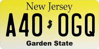 NJ license plate A40OGQ