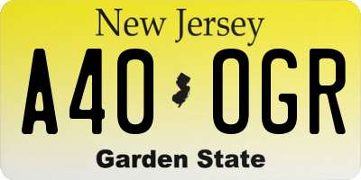 NJ license plate A40OGR