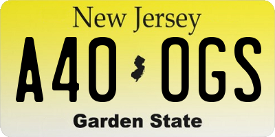 NJ license plate A40OGS
