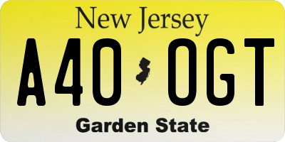 NJ license plate A40OGT