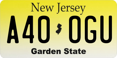 NJ license plate A40OGU
