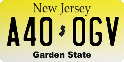 NJ license plate A40OGV