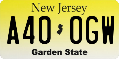 NJ license plate A40OGW