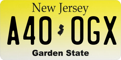 NJ license plate A40OGX