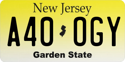 NJ license plate A40OGY