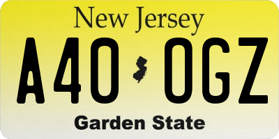 NJ license plate A40OGZ