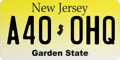NJ license plate A40OHQ