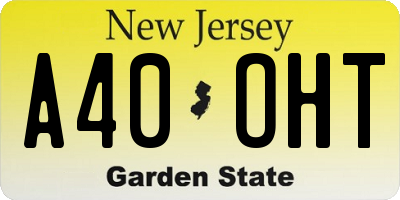 NJ license plate A40OHT