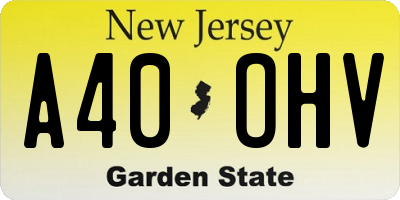 NJ license plate A40OHV