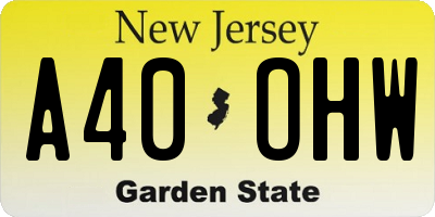 NJ license plate A40OHW