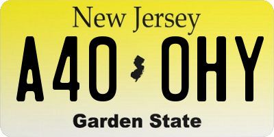 NJ license plate A40OHY
