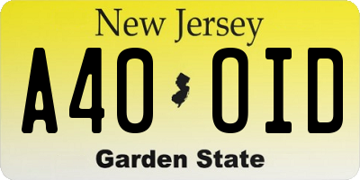 NJ license plate A40OID