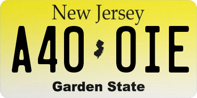 NJ license plate A40OIE