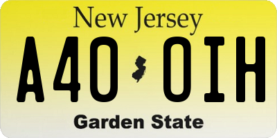 NJ license plate A40OIH