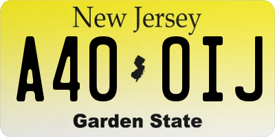 NJ license plate A40OIJ